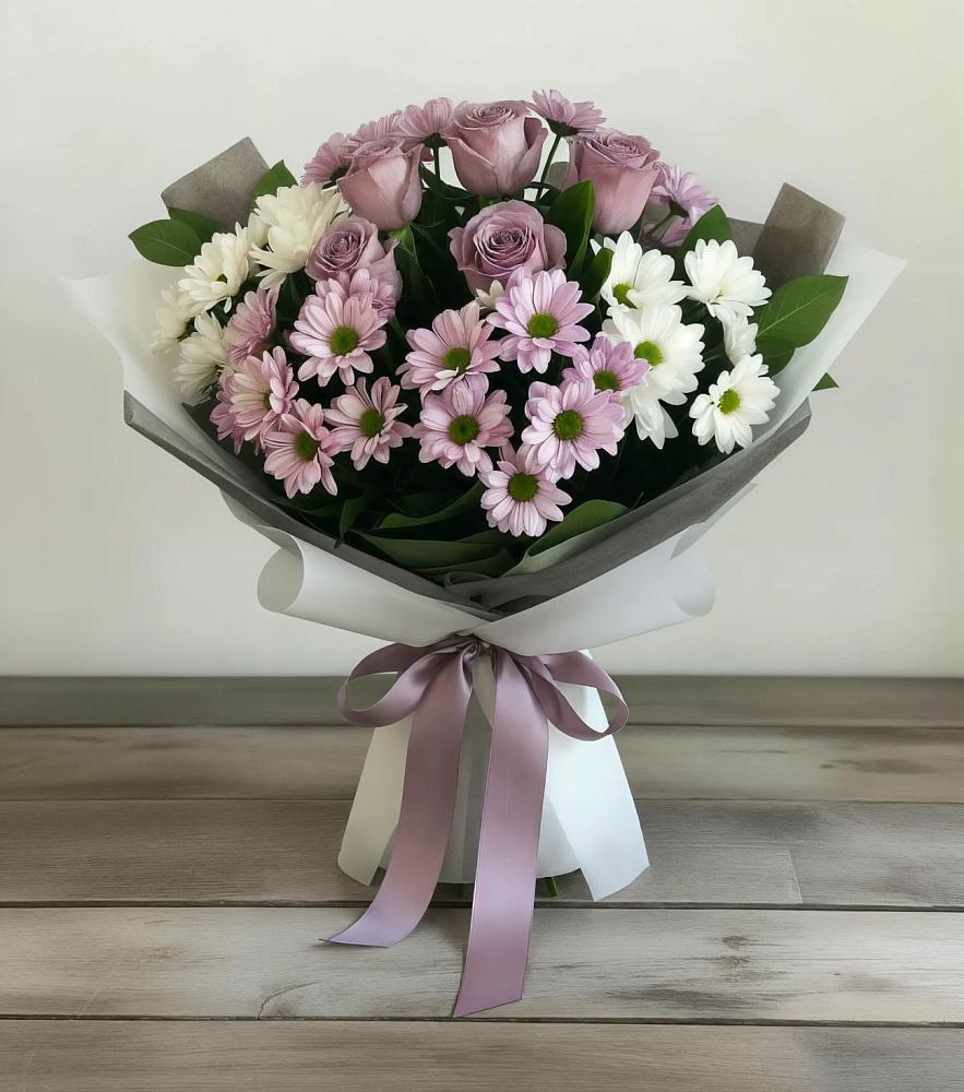 Букет цветов из: Хризантемы и Розы в Ульяновке