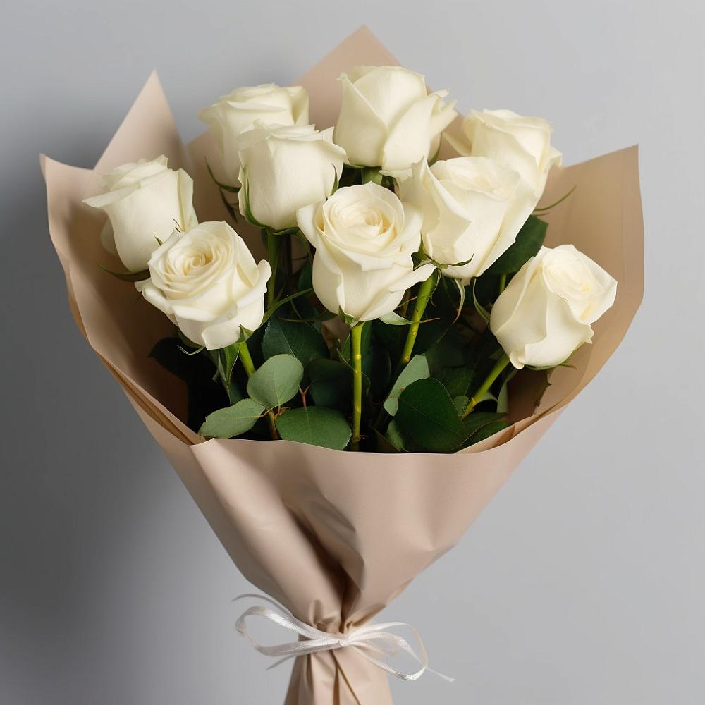 Букет 9 Белых роз Эдлесс Лав в Ульяновке