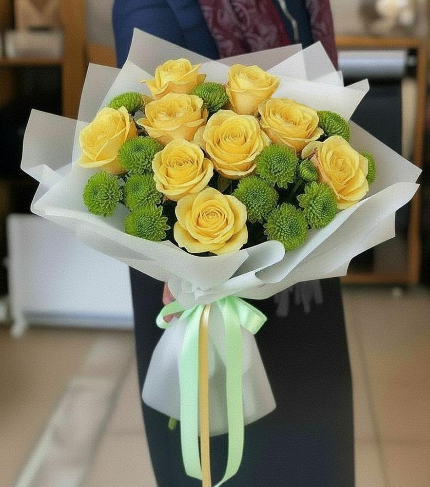 Букет цветов из: Хризантемы и Розы в Ульяновке