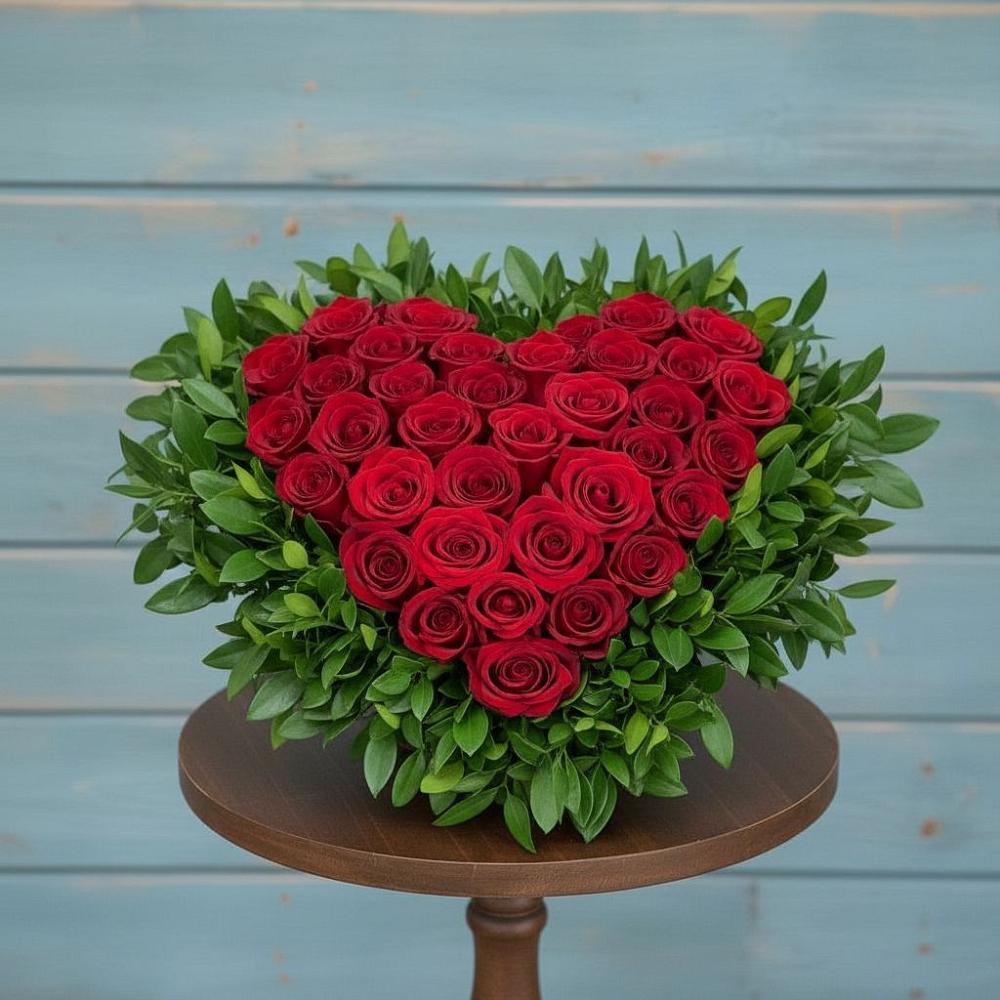 Цветочная композиция из Розы в виде сердца в Ульяновке