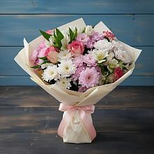 Букет цветов из:  Хризантемы, Альстромерии и Розы в Ульяновке