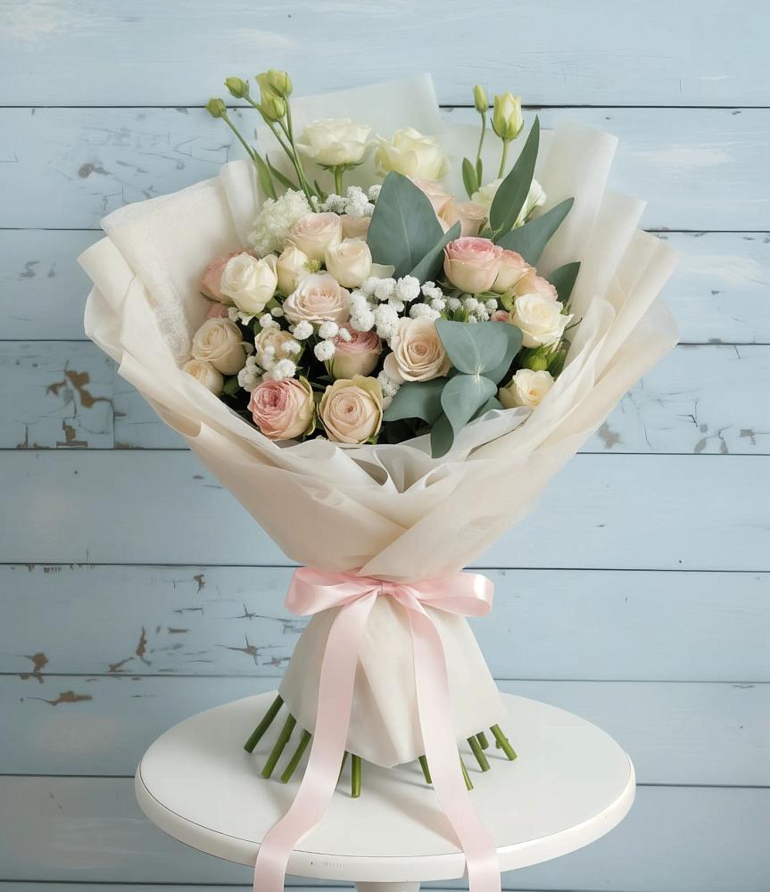 Букет цветов из: Розы и Лизиантусы в Ульяновке